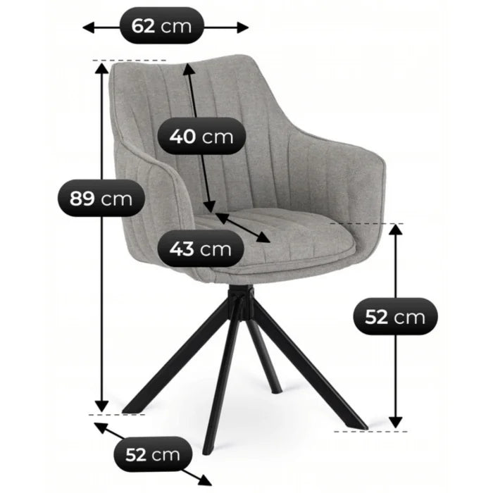 Elite MUMBAI Grey Modern Upholstered Swivel Chair