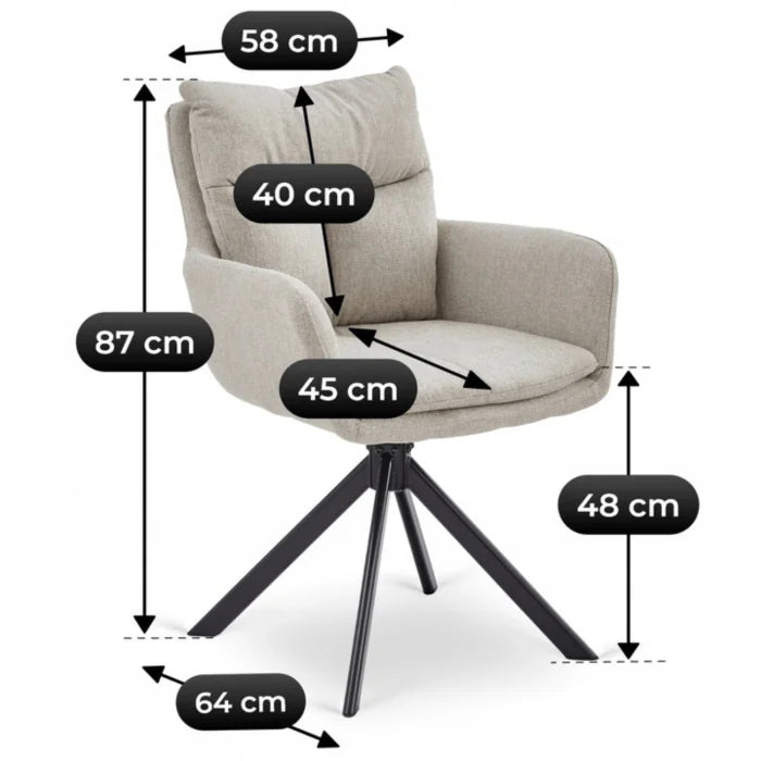 Elite PAUL Moderner Polsterdrehsessel – Beige