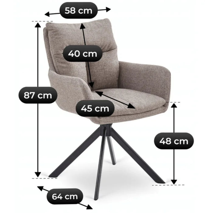 Elite PAUL Moderner Drehsessel mit Polsterung – Hellbraun
