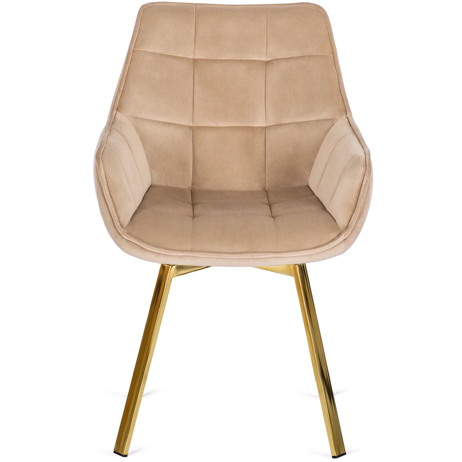 Elite MIA Swivel Velvet Chair – Luxurious Beige & Gold Design