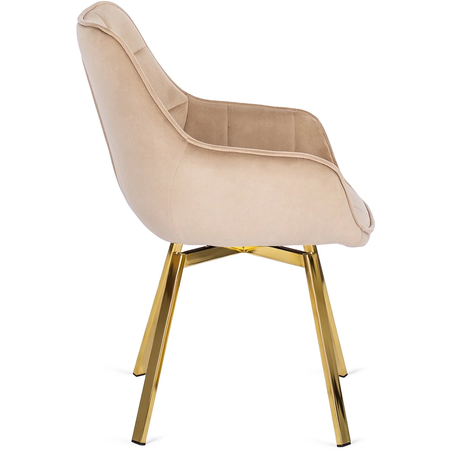 Elite MIA Swivel Velvet Chair – Luxurious Beige & Gold Design