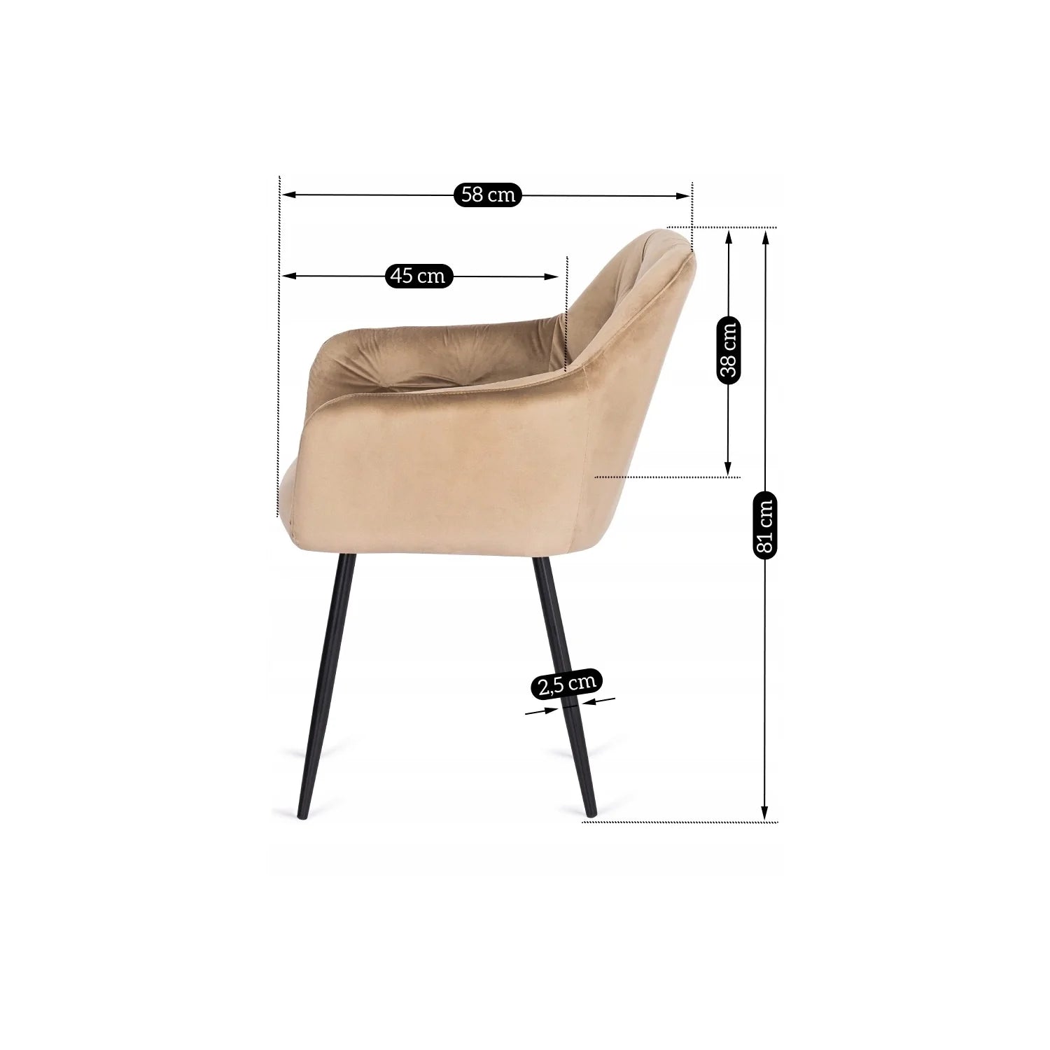 Elite VIKI Beige Velvet Chair – A Blend of Comfort & Elegance