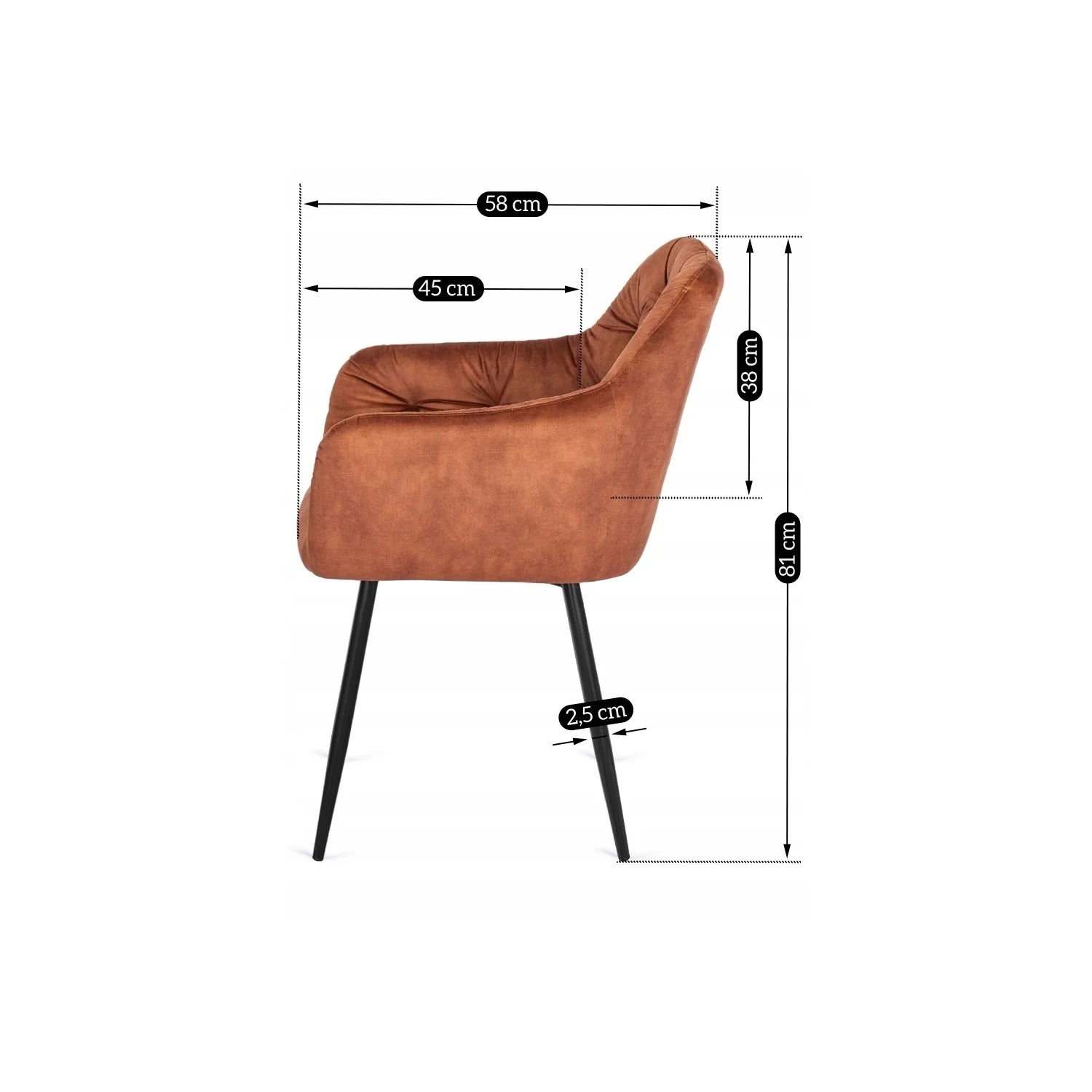Elite VIKI Rust Velvet Chair – Ein Statement für Wärme und Eleganz