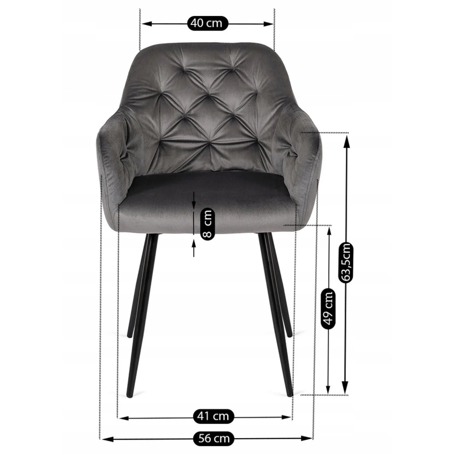 Elite VIKI Grauer Samtstuhl – Eine Mischung aus Eleganz und Komfort