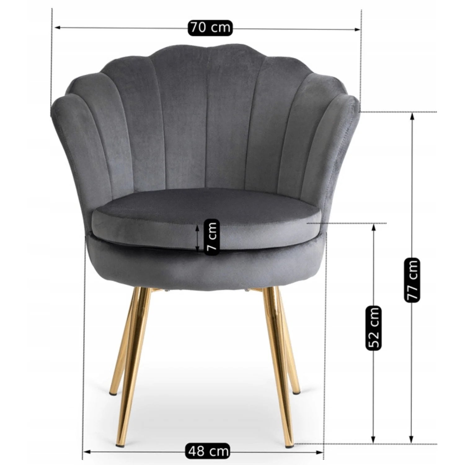 Elite VIOLA Chair – Luxurious Grey Velvet with Gold Legs