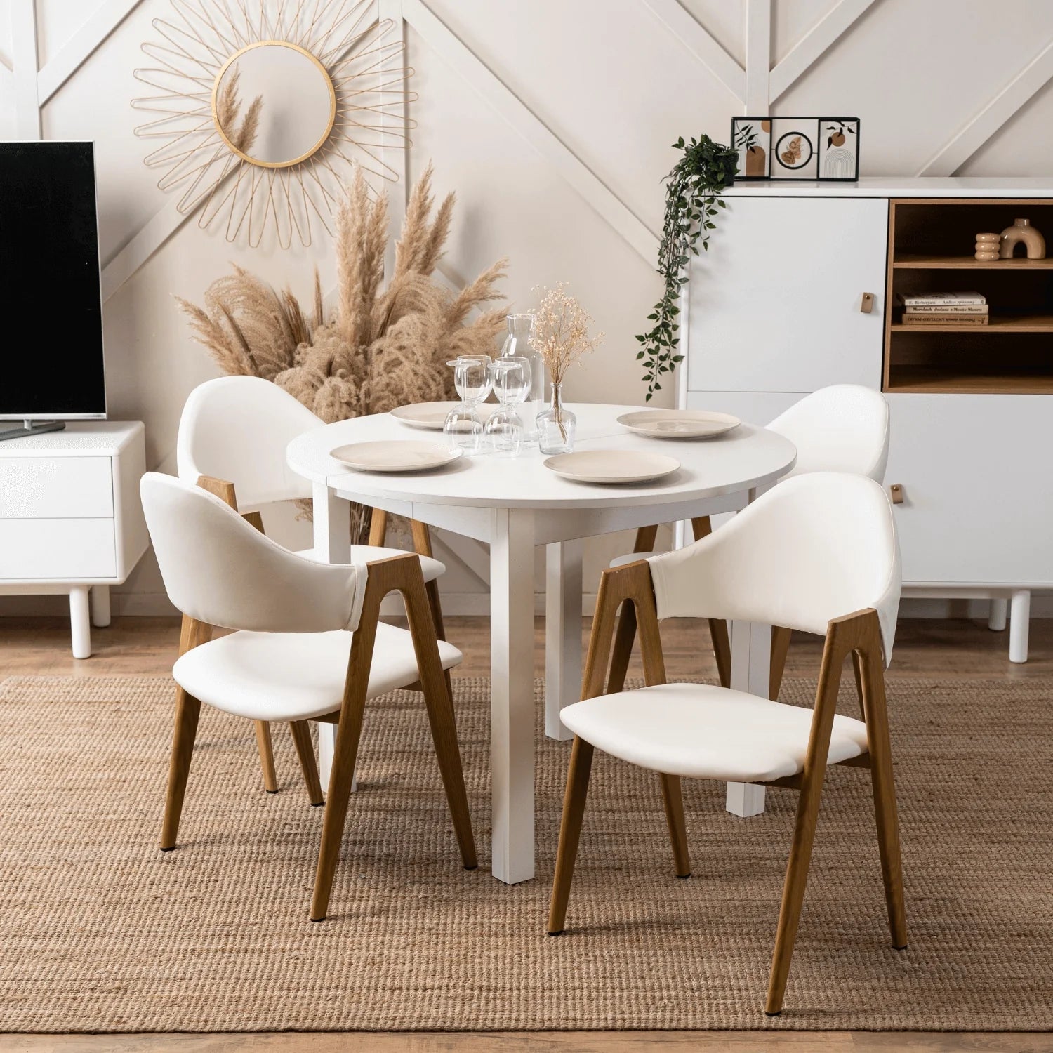 Elite WILLY Chair – White Eco-Leather & Golden Oak Frame