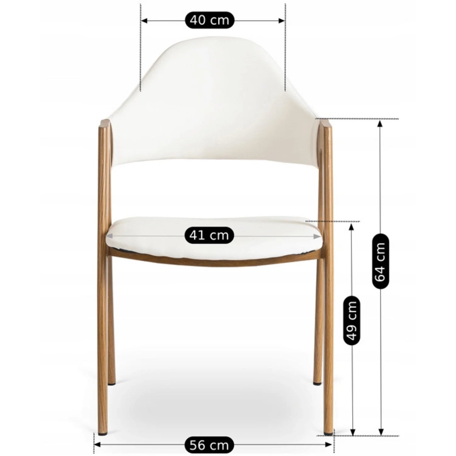 Elite WILLY Stuhl – Weißes Öko-Leder &amp; Gestell aus goldener Eiche