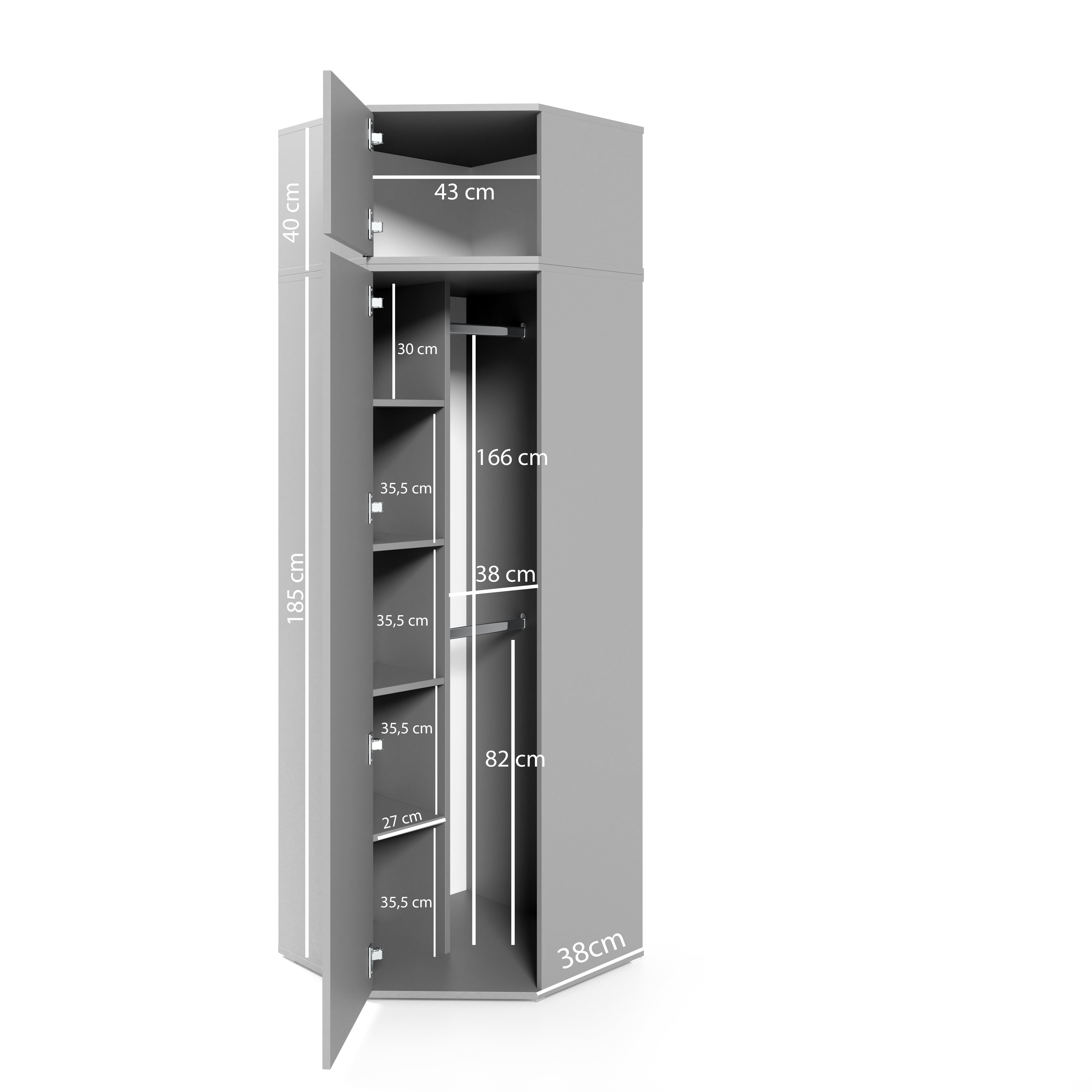 PK Emi 39 Flurgarderobe Graphit - Polsterpaneele in verschiedenen Farben