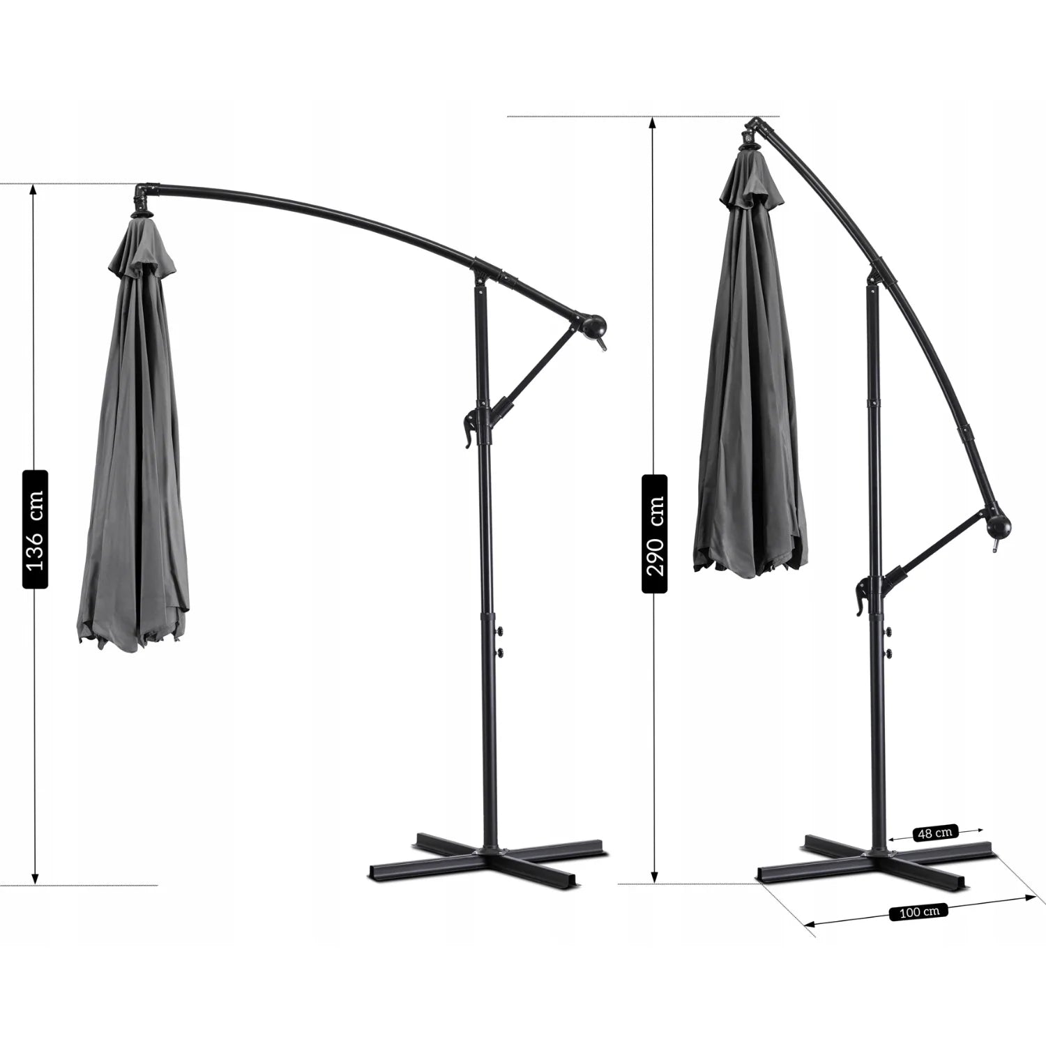 Elite AKRON Gartenschirm Grau - Stilvoller &amp; funktionaler Schattenspender