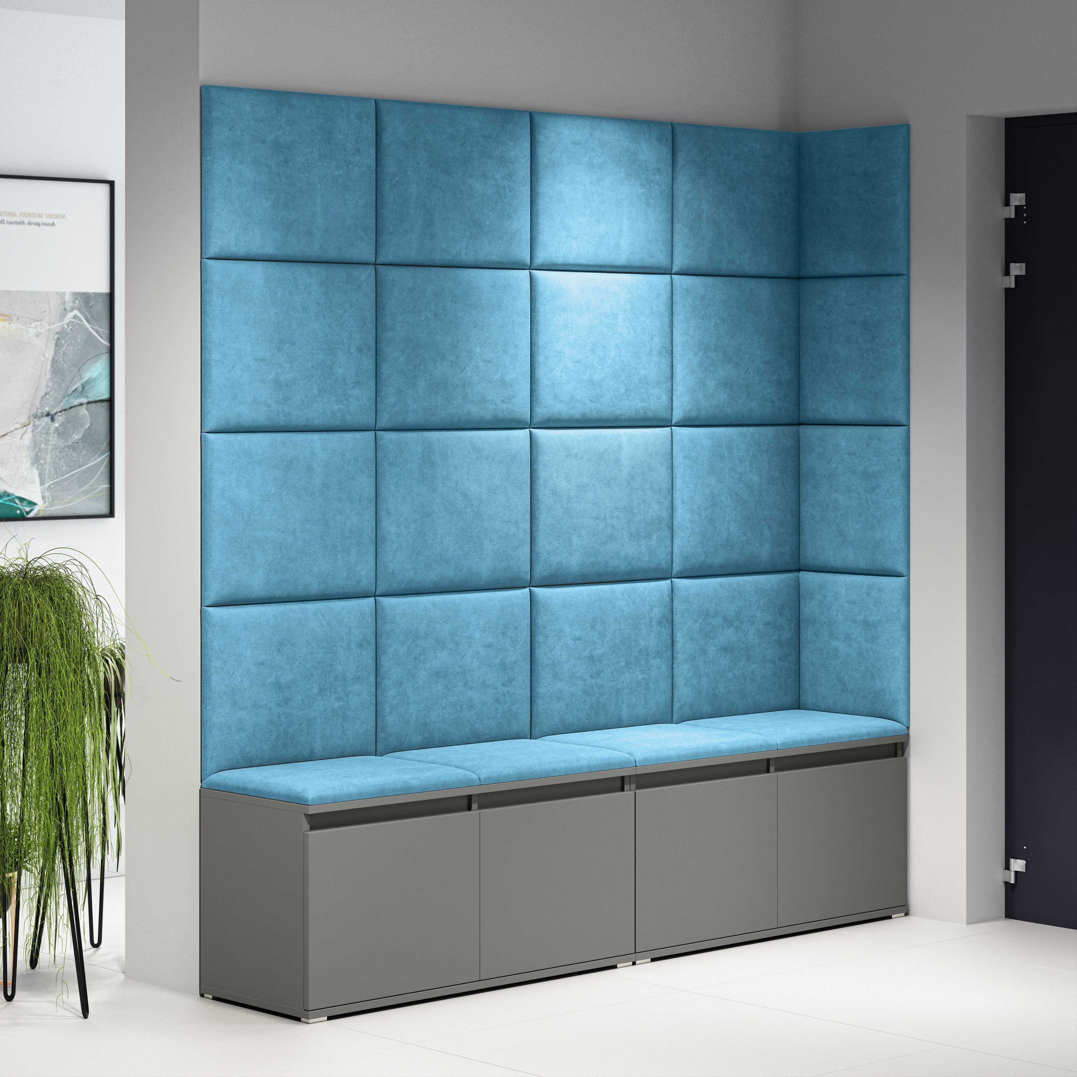 PK Emi 3 Flurgarderobe Graphit - Polsterpaneele in verschiedenen Farben