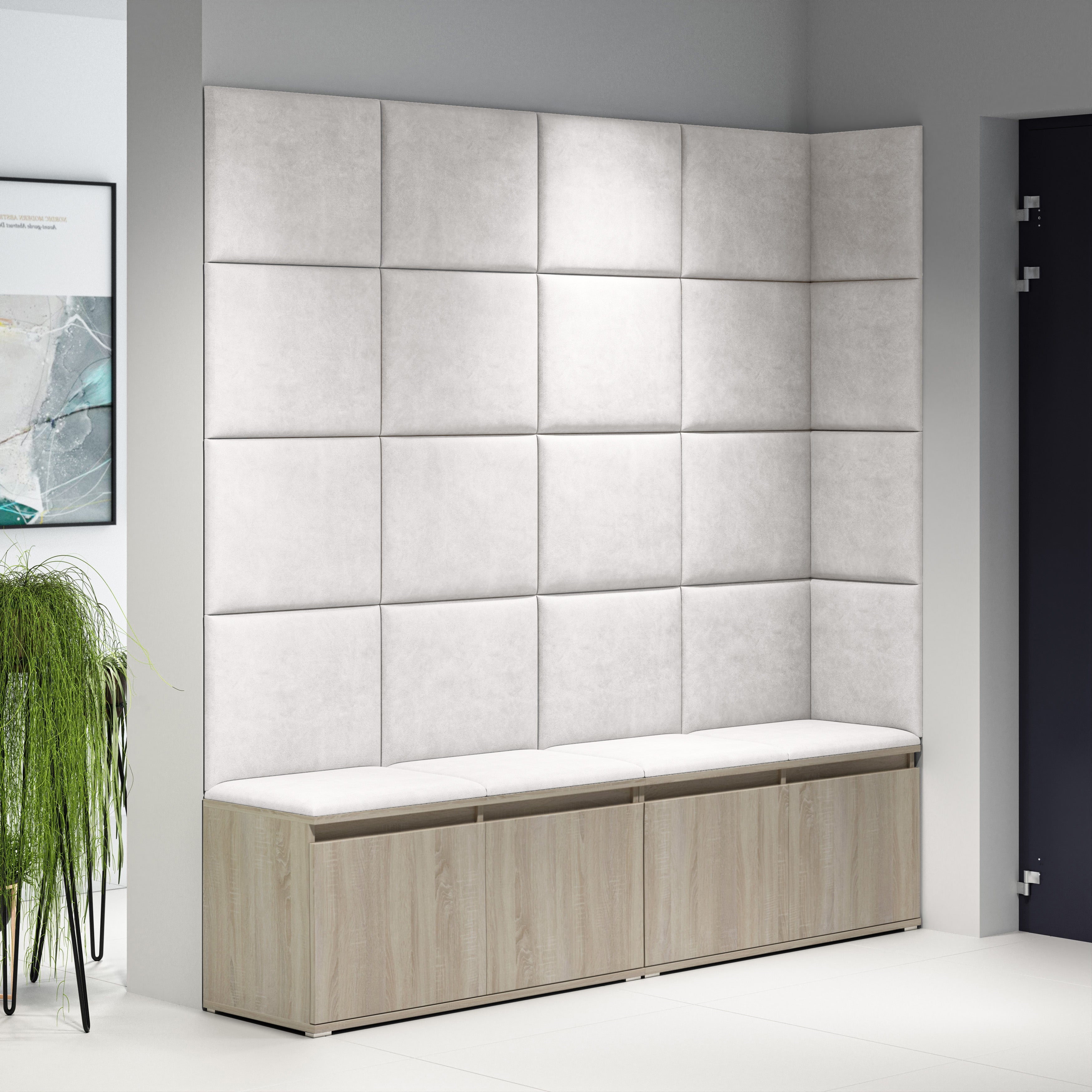 PK Emi 3 Hallway Wardrobe Sonoma Oak - Upholstered Panels in Various Colours