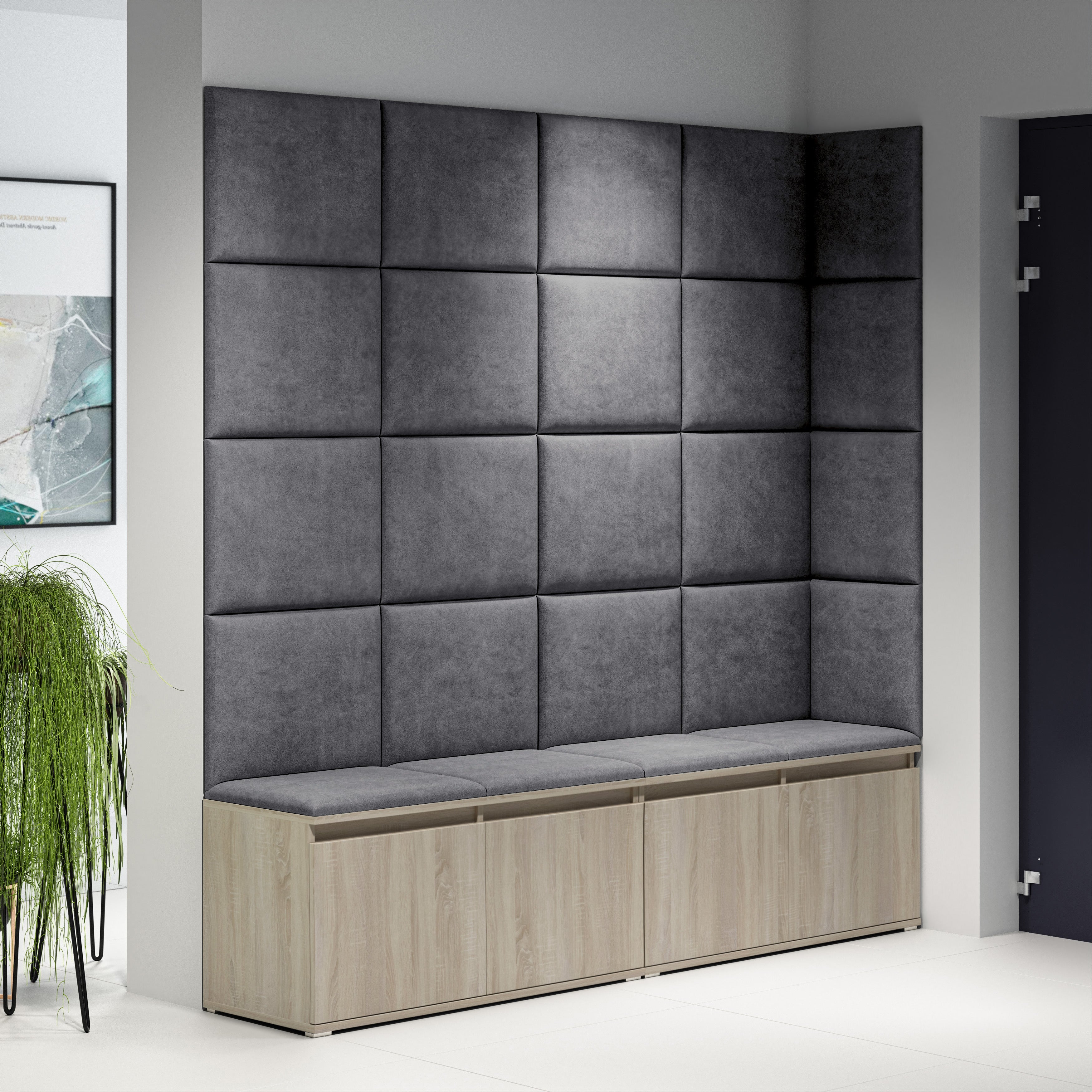 PK Emi 3 Hallway Wardrobe Sonoma Oak - Upholstered Panels in Various Colours