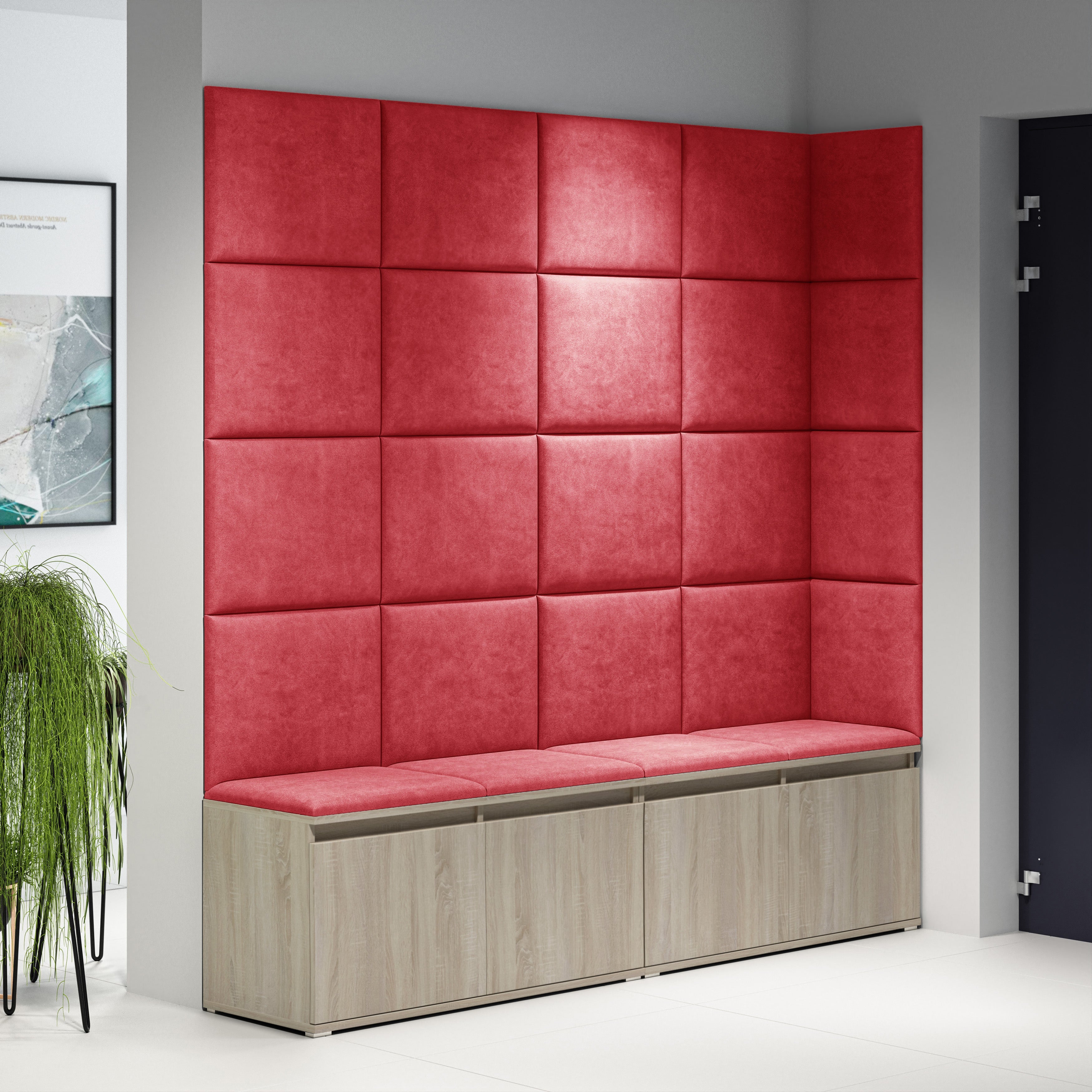 PK Emi 3 Hallway Wardrobe Sonoma Oak - Upholstered Panels in Various Colours