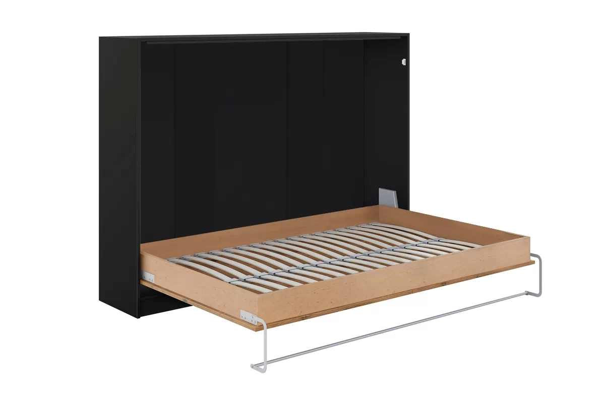 NE Schrankbett Horizontal Schwarz und Lancelot Eiche 90,120 oder 140 x 200 cm