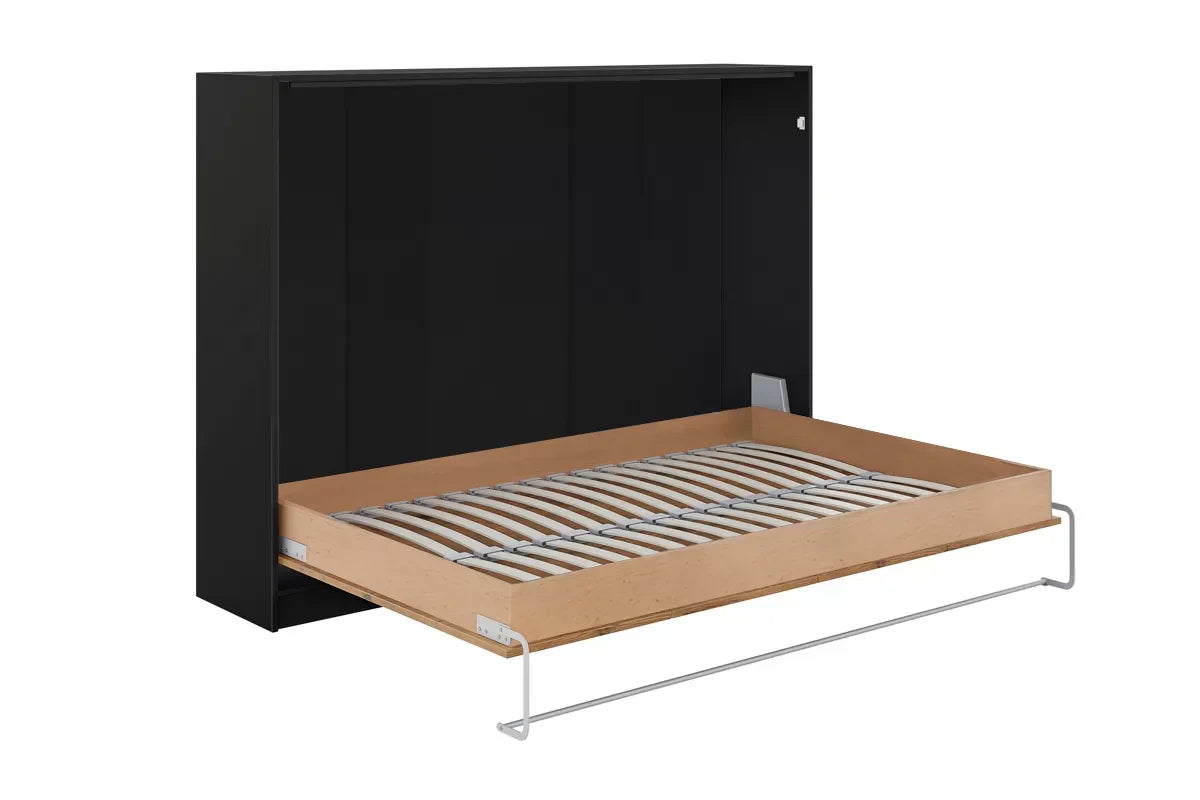 Individualisierbares Schrankbett Horizontal Basic Möbelset Schwarz und Lancelot Eiche 90, 120, 140 x 200 cm