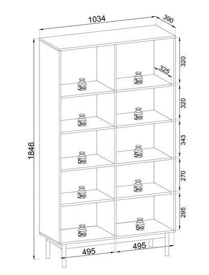 PI Japandi Bücherregal mit Glasfront WT104 in Eiche Linea