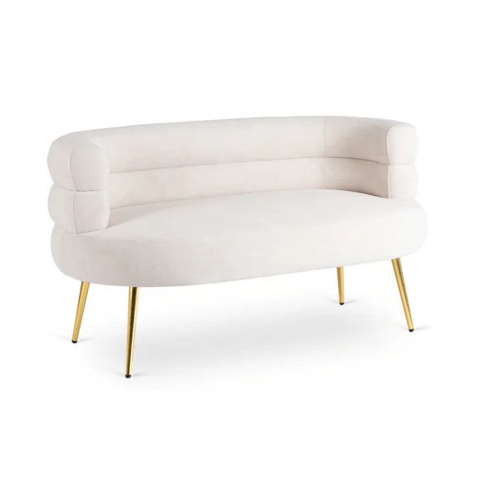 ELITE NANTES Two-Seater Sofa for Living Room -Cream/Gold Modern