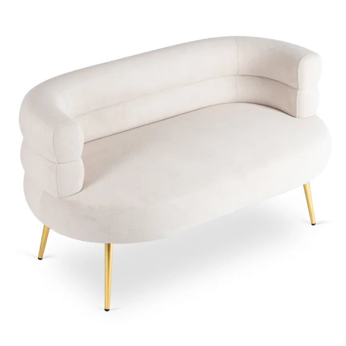 ELITE NANTES Two-Seater Sofa for Living Room -Cream/Gold Modern