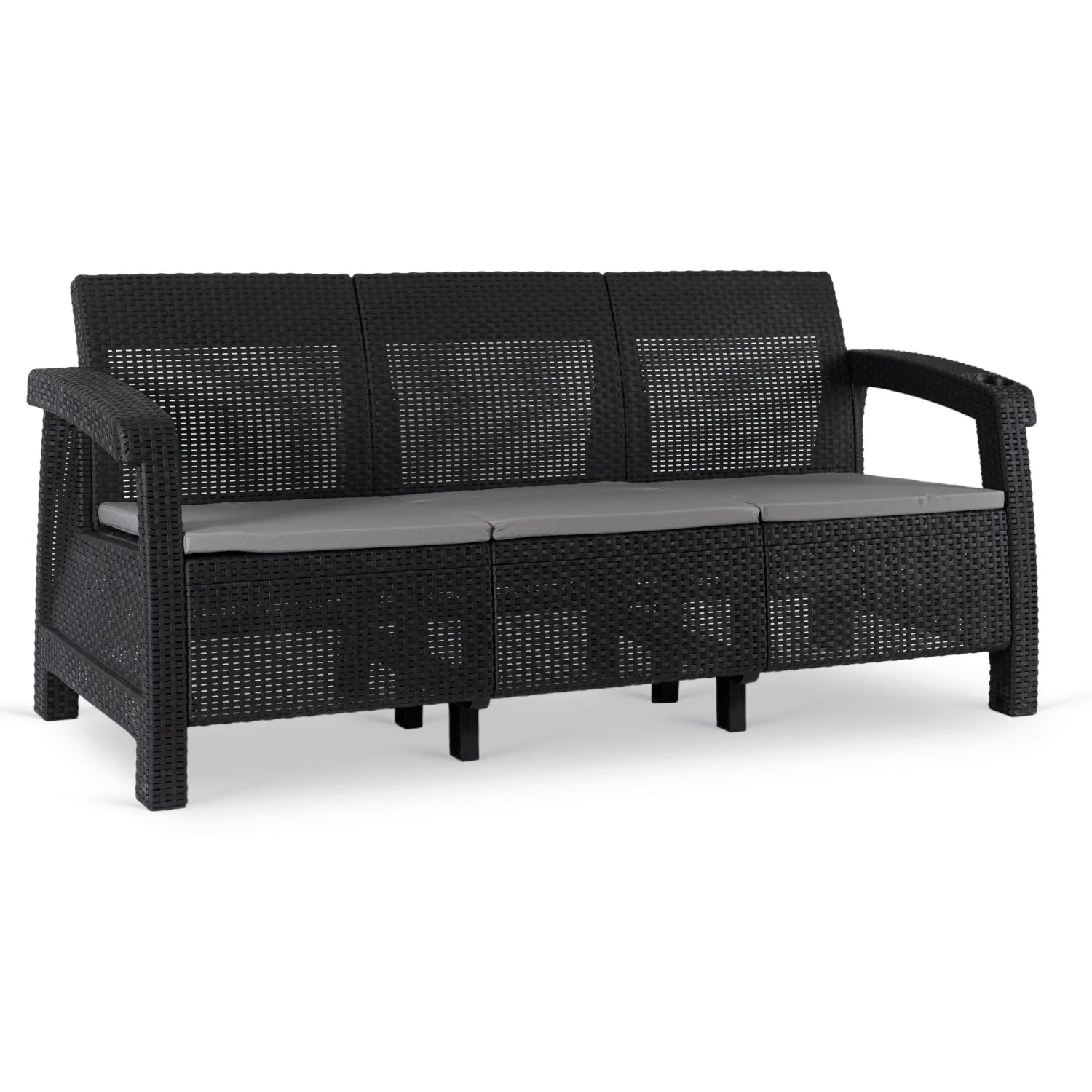Elite FLINT Outdoor Sofa – Black Technorattan