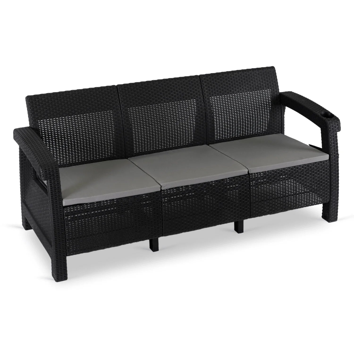 Elite FLINT Outdoor-Sofa – Schwarzes Technorattan