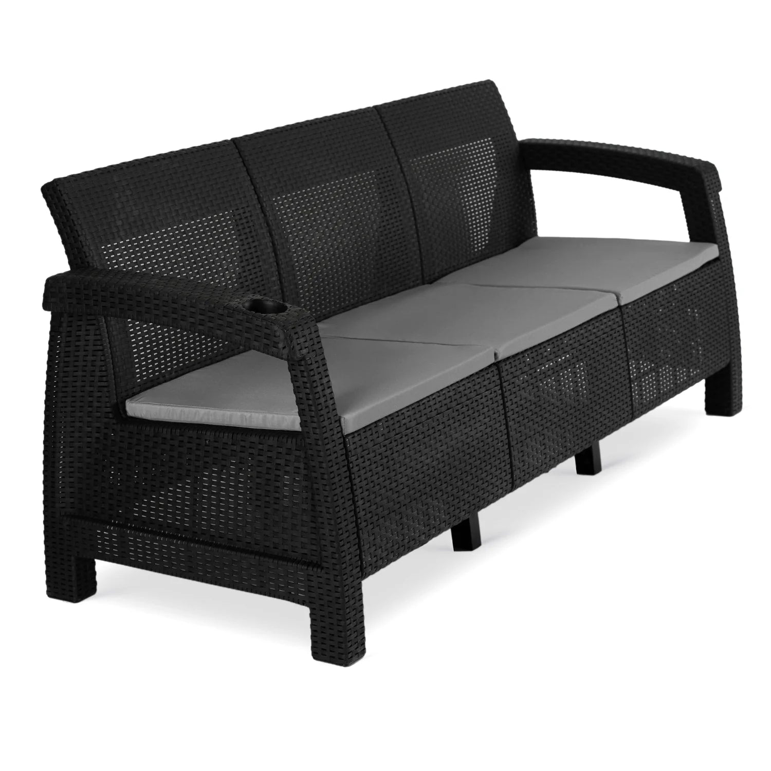 Elite FLINT Outdoor-Sofa – Schwarzes Technorattan