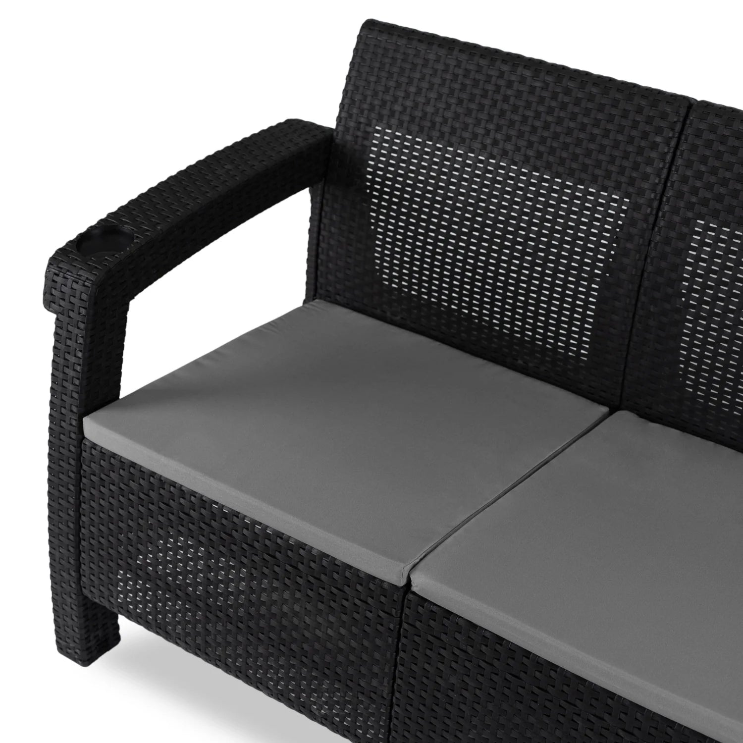 Elite FLINT Outdoor-Sofa – Schwarzes Technorattan