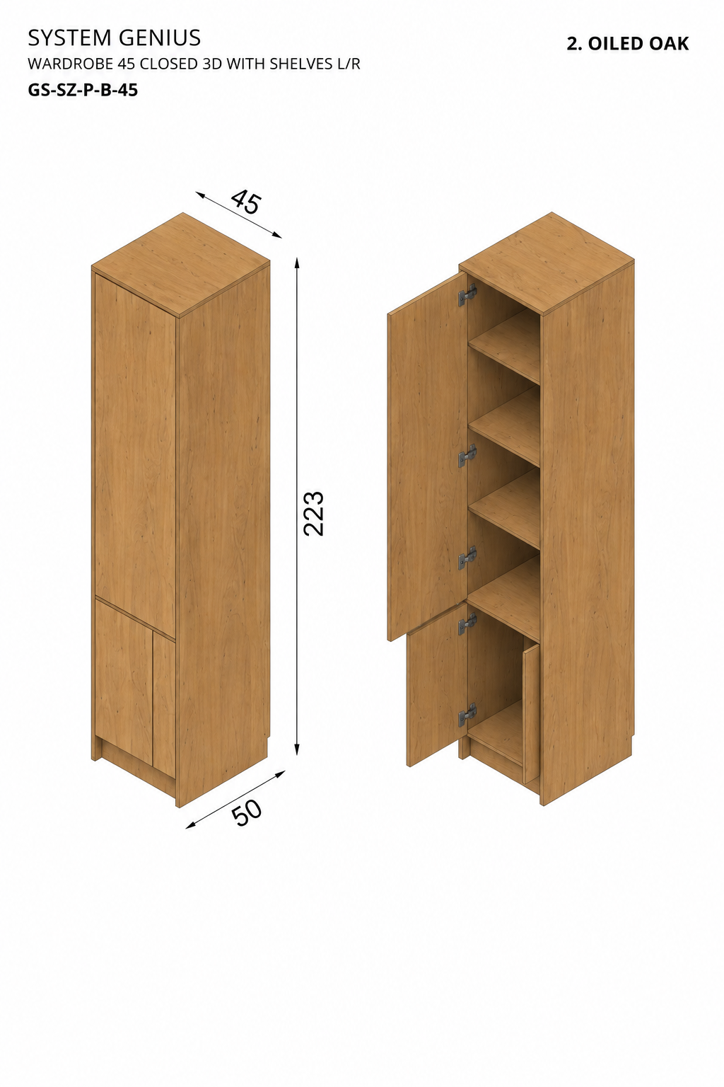 Genius Wardrobe 45 cm with Shelves