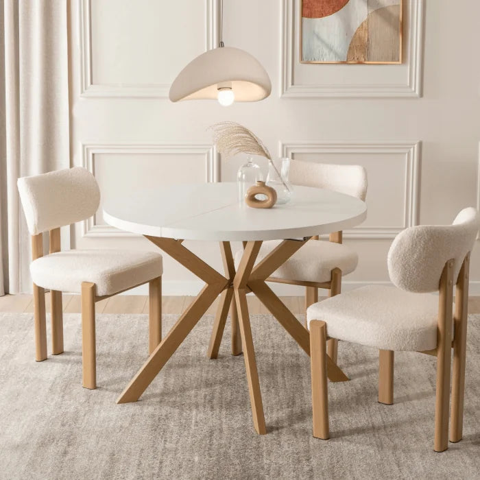Elite LUKAS Round Extendable Dining Table 100–250 cm White/Scandinavian Oak