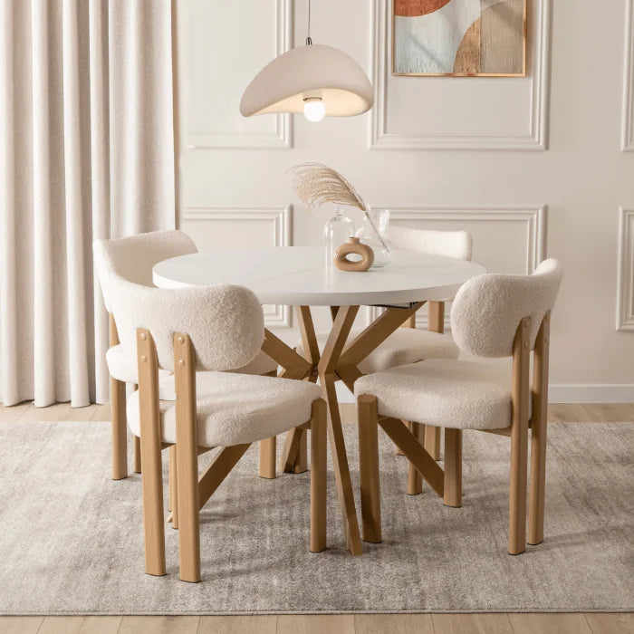 Elite LUKAS Runder Ausziehtisch 100–250 cm Weiß/Skandinavische Eiche