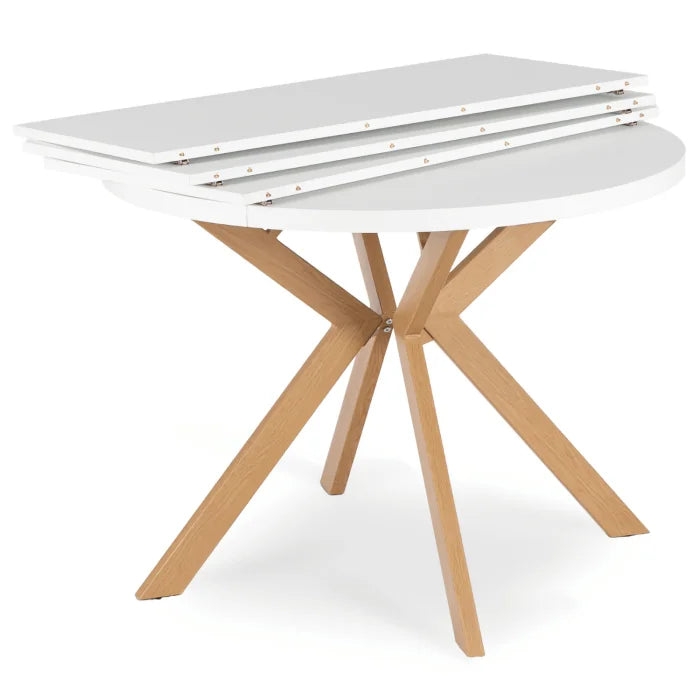 Elite LUKAS Runder Ausziehtisch 100–250 cm Weiß/Skandinavische Eiche