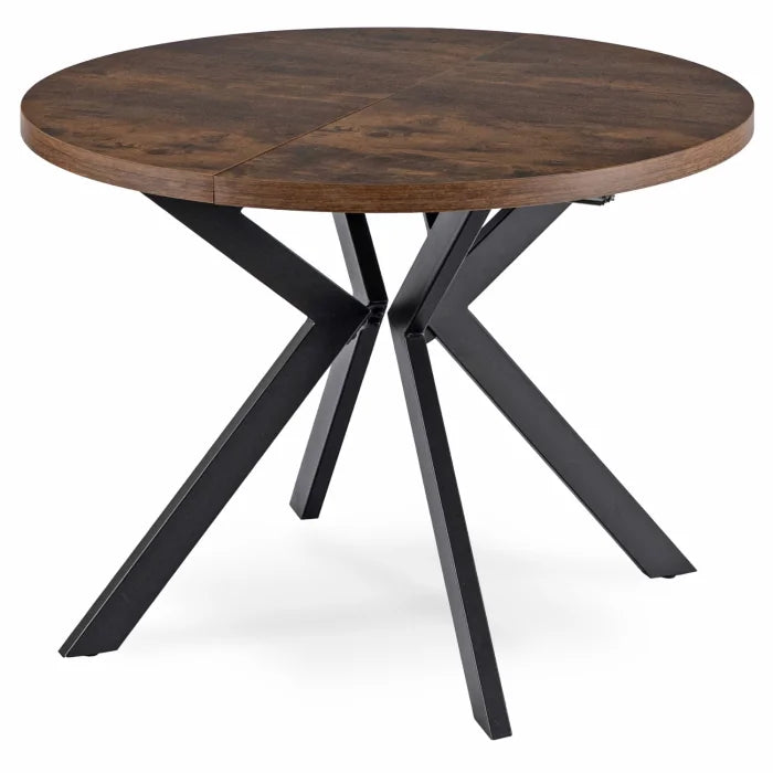 Elite LUKAS Round Extendable Dining Table 100–250 cm Rustic Oak Modern Loft