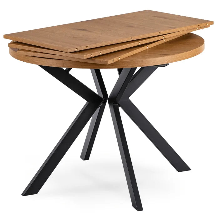 Elite LUKAS Runder Ausziehtisch 100–250 cm Goldene Eiche Moderner Loft-Stil