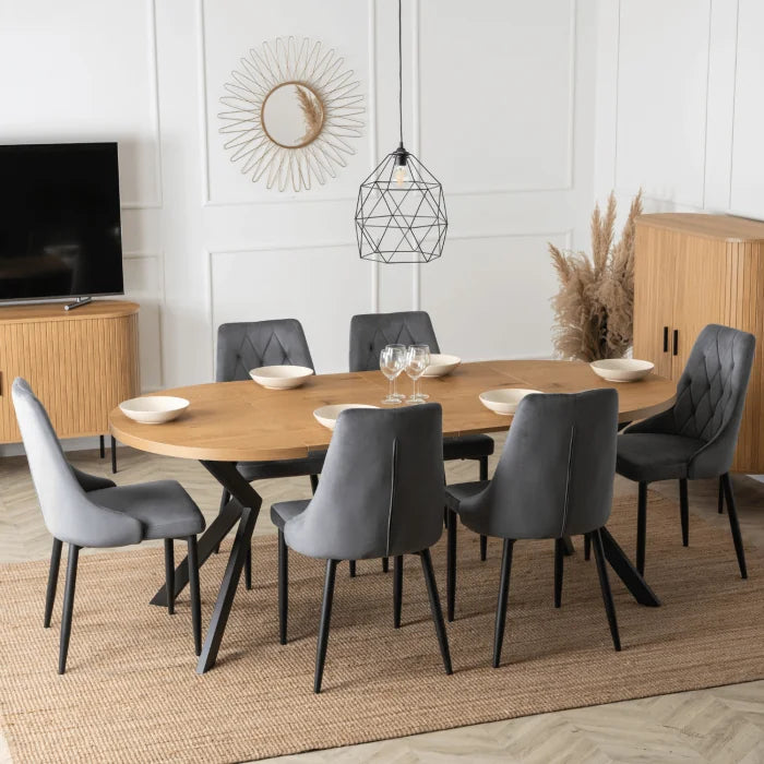 Elite LUKAS Runder Ausziehtisch 100–250 cm Goldene Eiche Moderner Loft-Stil