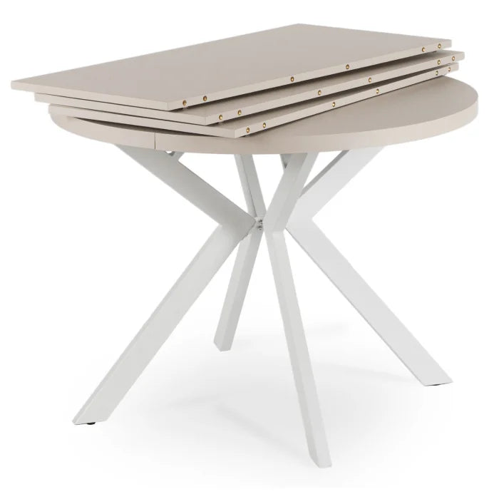 Elite LUKAS Runder Ausziehtisch 100–250 cm Kaschmir/Weiß Modern