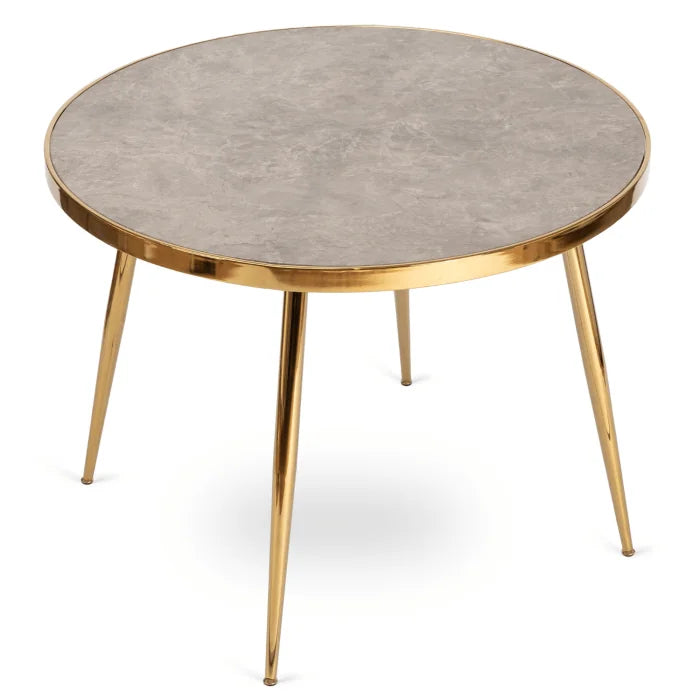 Elite TINGA 100 cm Round Dining Table – Grey Marble/Gold