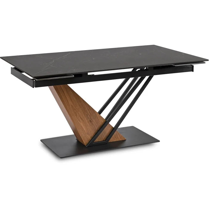 Elite REX Extendable Rectangular Dining Table 160–220 cm Ceramic Black Marble/Walnut Modern Loft