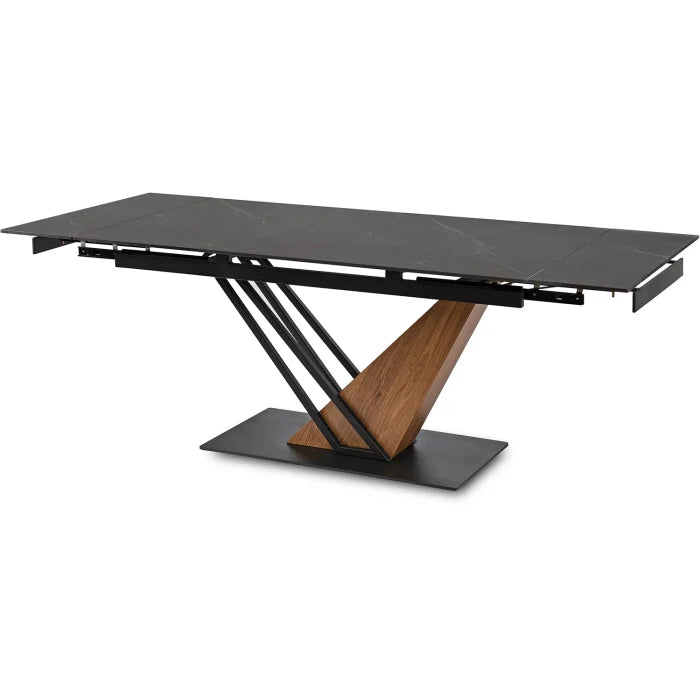 Elite REX Extendable Rectangular Dining Table 160–220 cm Ceramic Black Marble/Walnut Modern Loft