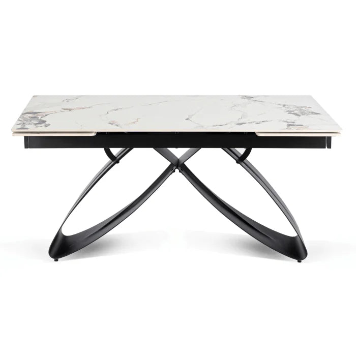 Elite LUIGI Extendable Rectangular Dining Table 160–240 cm, Modern Ceramic White Marble/Black