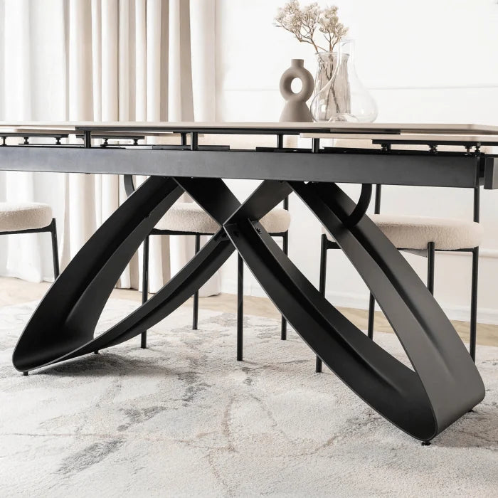 Elite LUIGI Extendable Rectangular Dining Table 160–240 cm, Modern Ceramic White Marble/Black