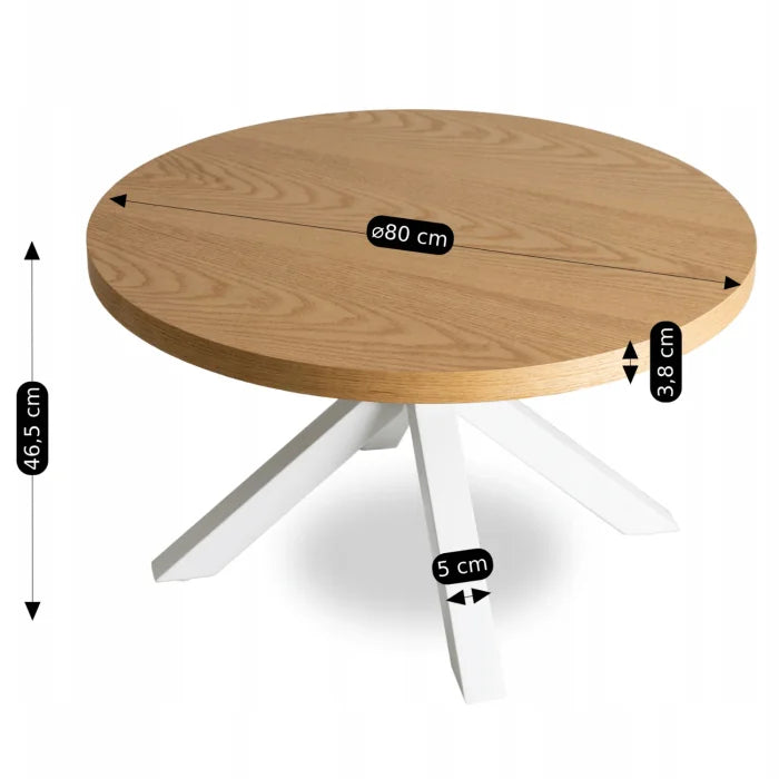 Elite LINCOLN Coffee Table 80 cm Golden Oak / White Scandinavian