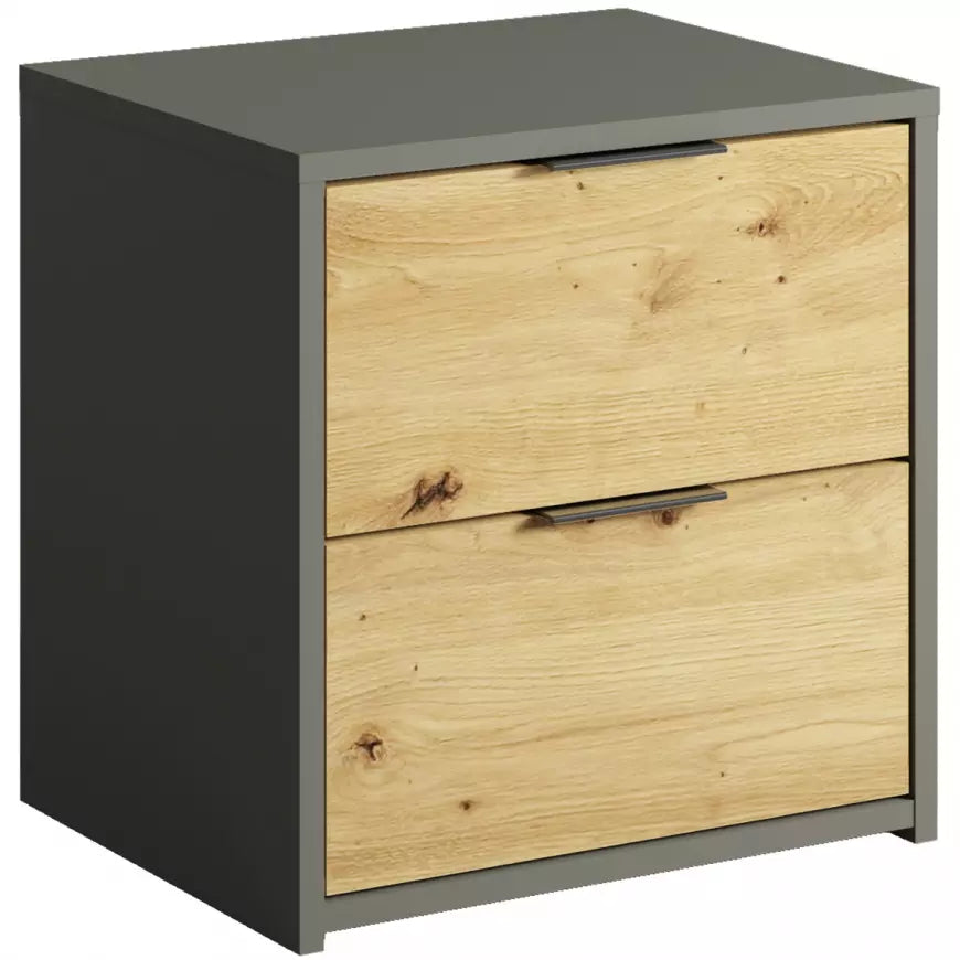 MO Rimini – Bedside Table 2S, Artisan Oak / Graphite