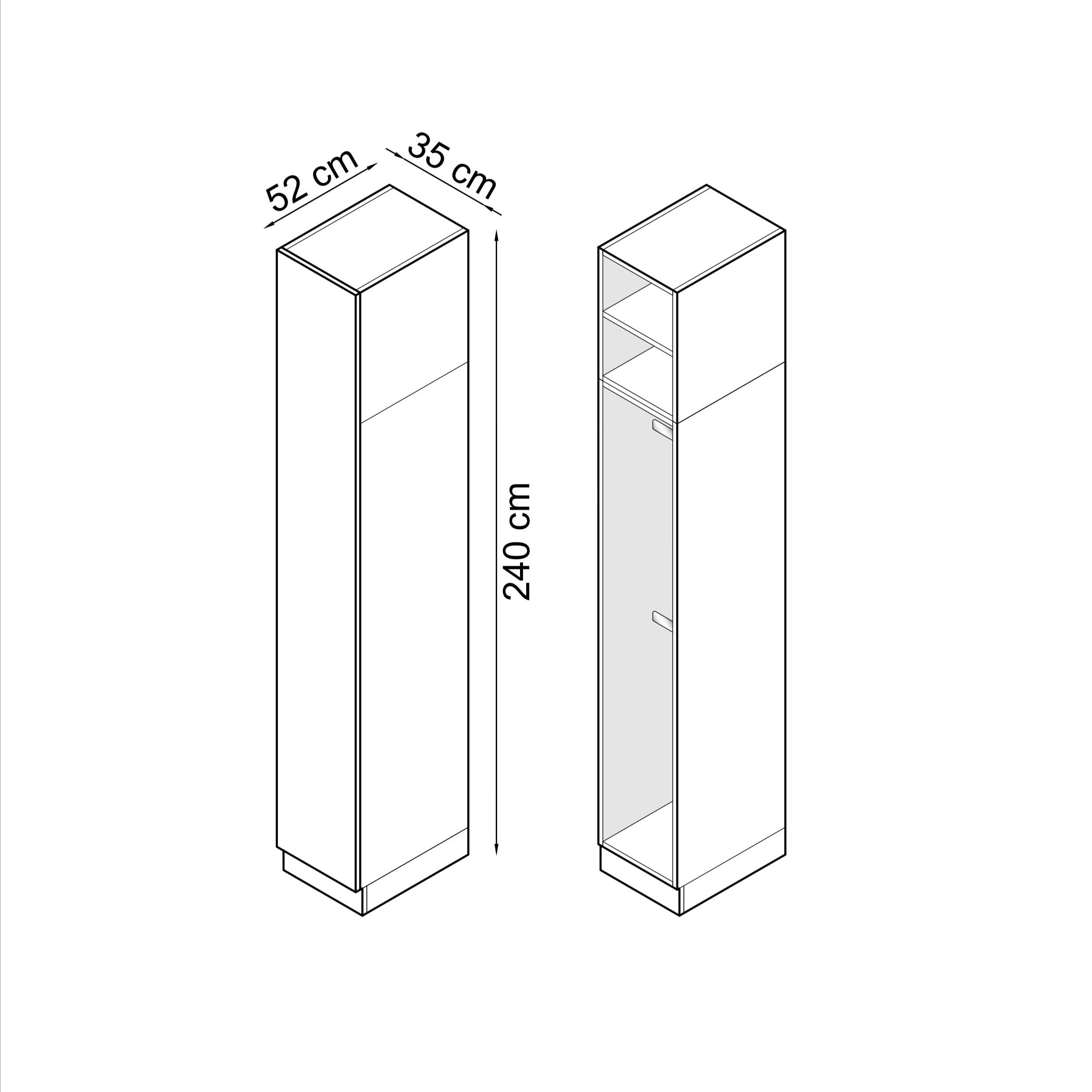 SLEEP VARIA 1-türiger Kleiderschrank 35 cm mit Kleiderstangen – Eiche geölt / Eiche geölt