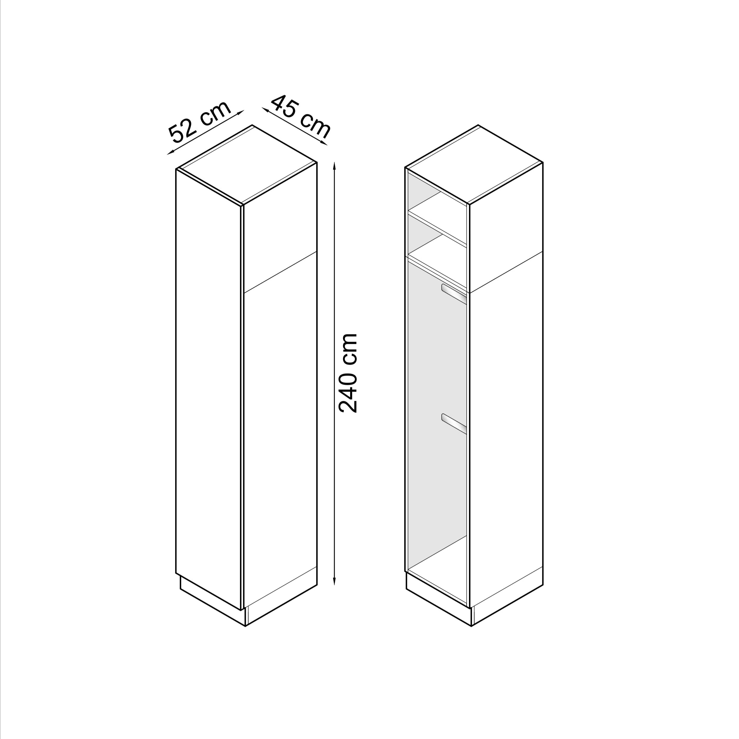 SLEEP VARIA 1D Kleiderschrank mit Stange und Ablage 45 cm – Eiche geölt/Weiß matt