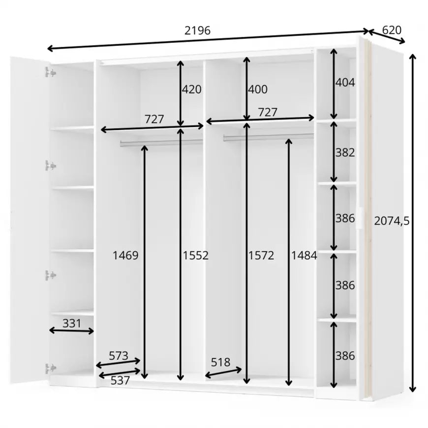 MO Florence – 4-Door Wardrobe with Mirror