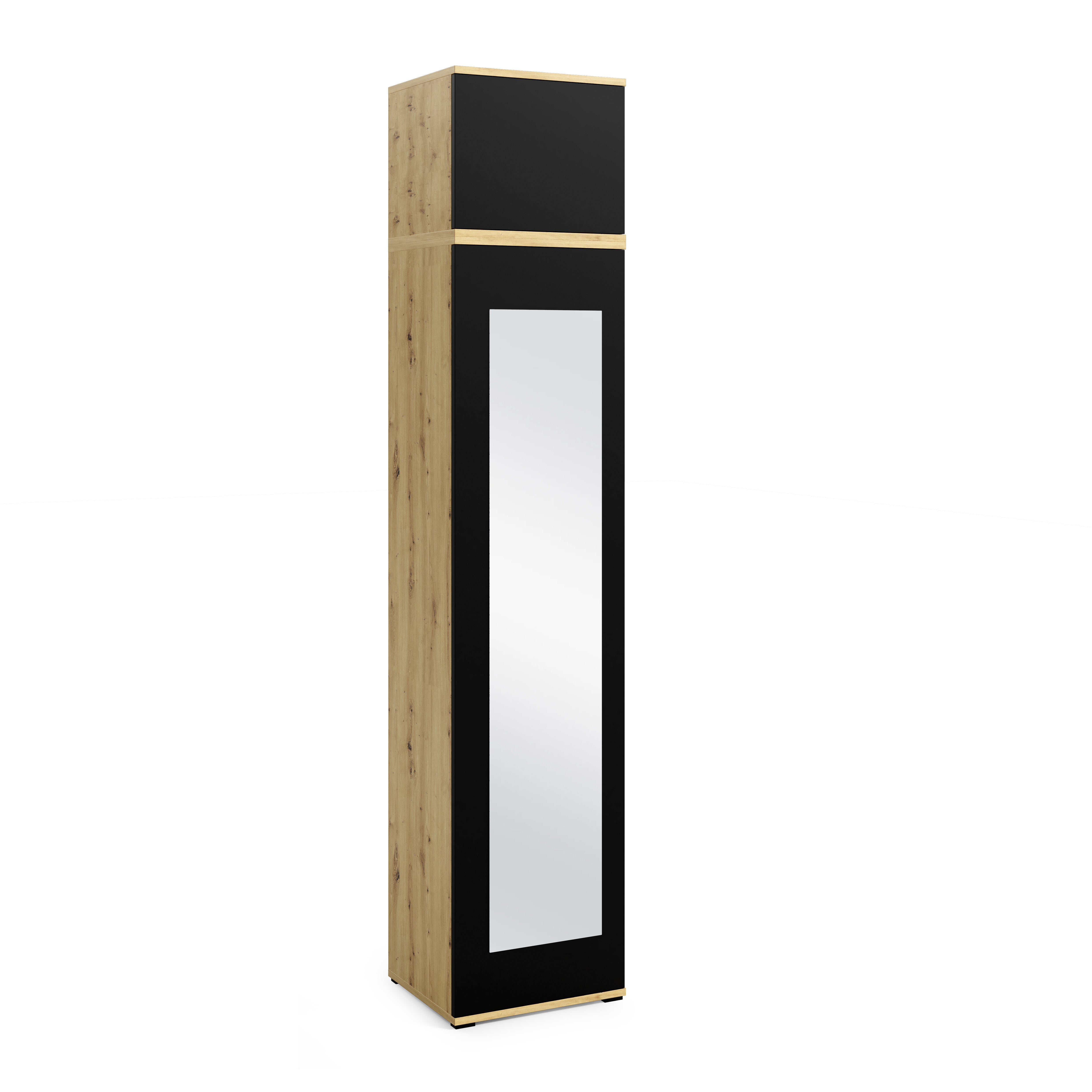 PK Emi 32 Hallway Wardrobe Aristan Oak\ Black- Upholstered Panels in Various Colours
