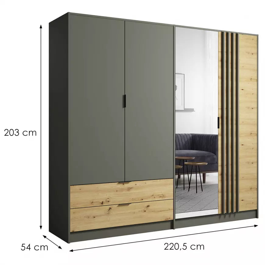 MO Rimini – 4-Door Wardrobe with Mirror