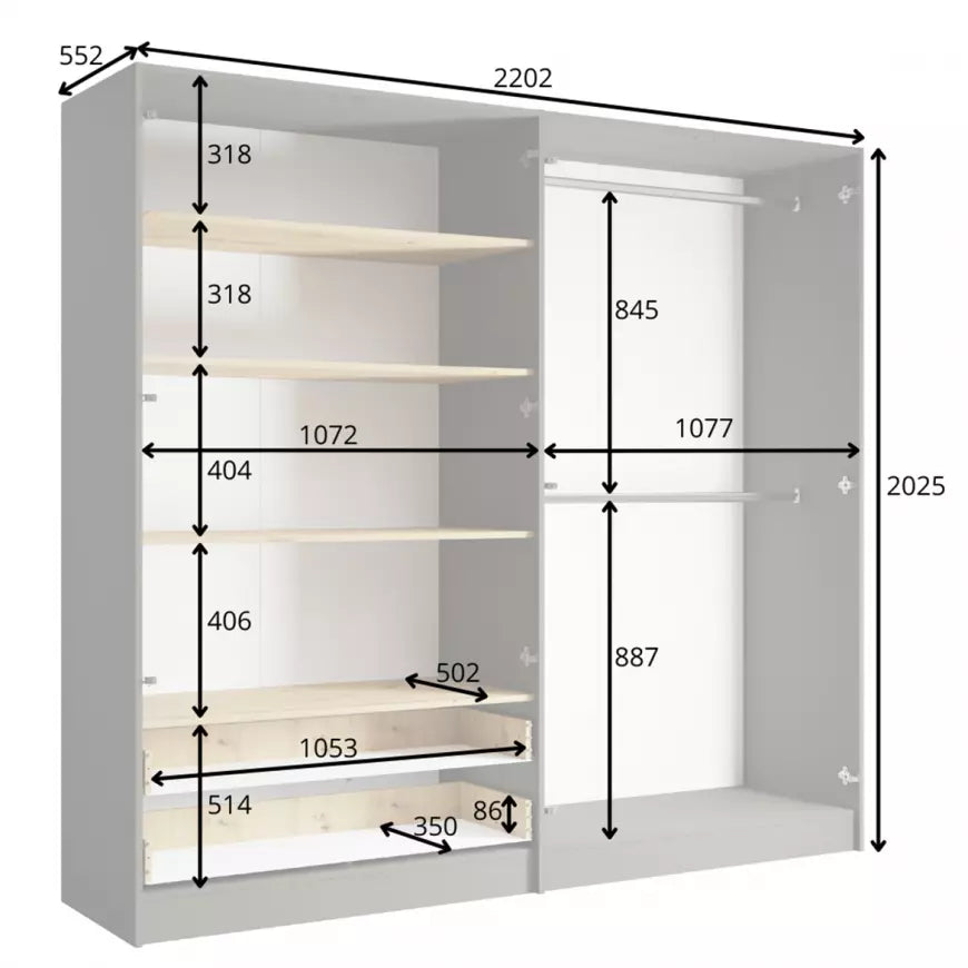 MO Rimini – 4-Door Wardrobe with Mirror
