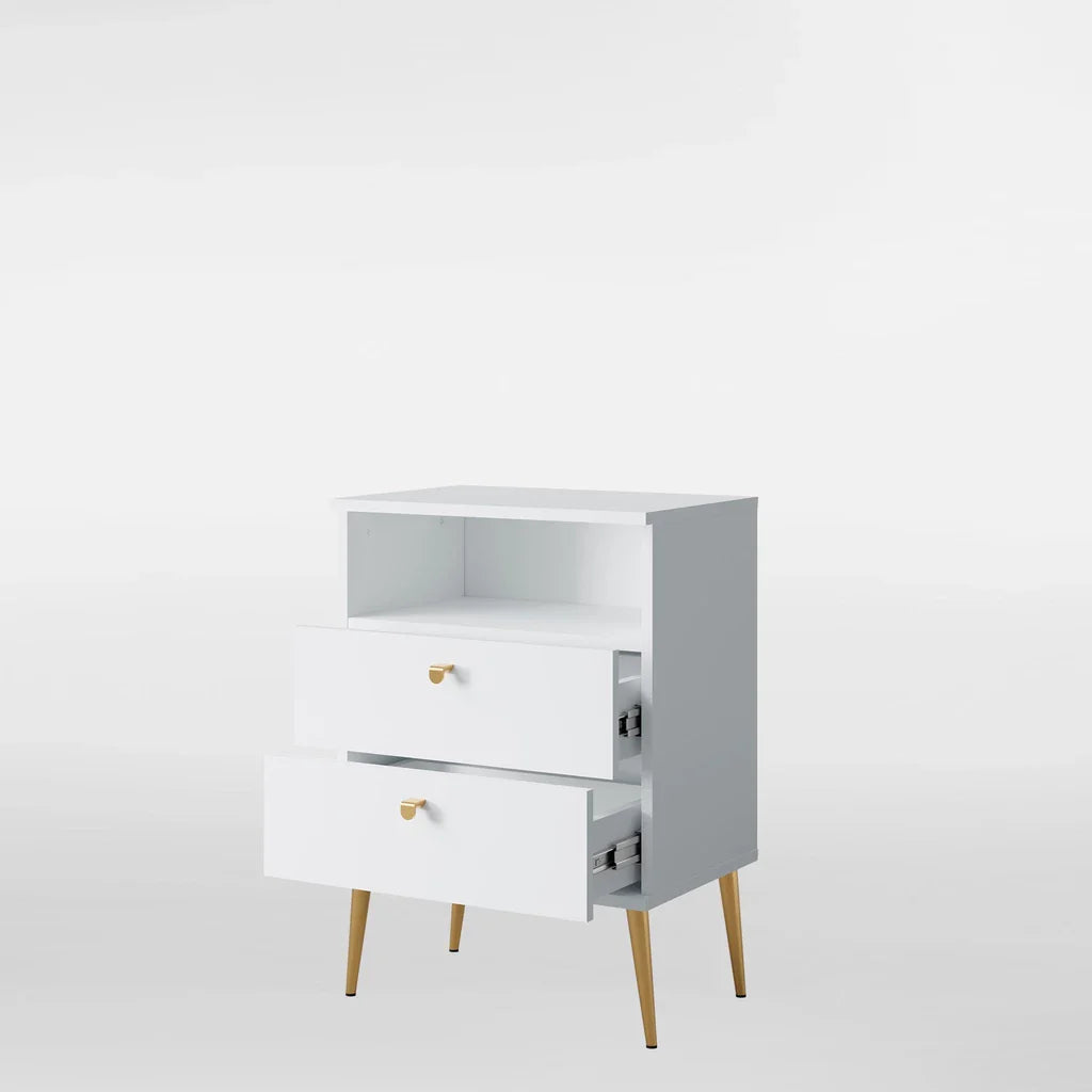 MO High Alpine White Tall Nightstand