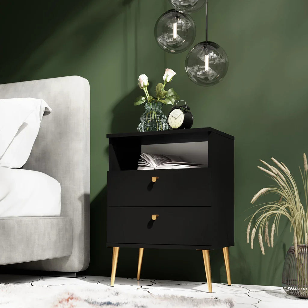 MO High Black Tall Nightstand