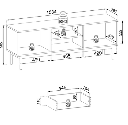 PI JAPANDI RTV154 TV-STÄNDER – Kaschmir
